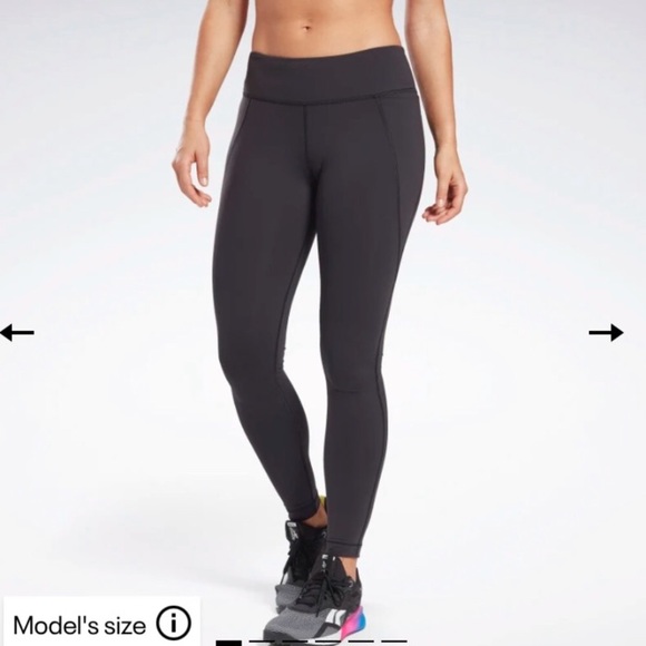 NWT Reebok Womens Lux Leggings Gym High Rise Workout Black Premium Tight… - Picture 3 of 14